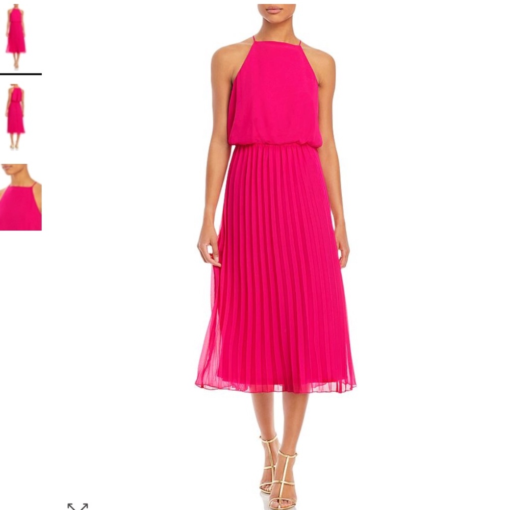 NWT SAM EDELMAN Hot Pink Halter Midi Dress Size 10